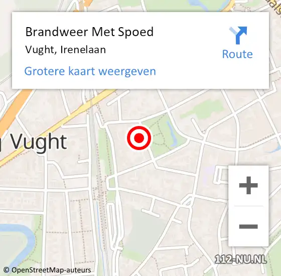 Locatie op kaart van de 112 melding: Brandweer Met Spoed Naar Vught, Irenelaan op 30 juli 2024 18:38