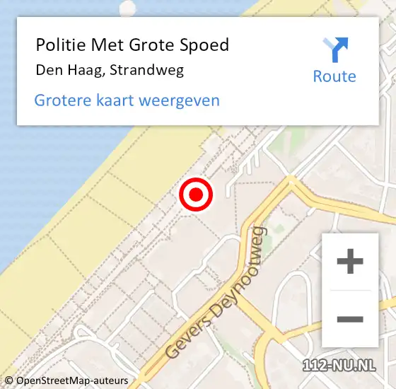 Locatie op kaart van de 112 melding: Politie Met Grote Spoed Naar Den Haag, Strandweg op 30 juli 2024 18:43