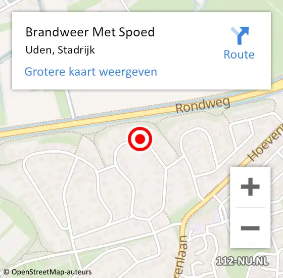 Locatie op kaart van de 112 melding: Brandweer Met Spoed Naar Uden, Stadrijk op 30 juli 2024 18:51