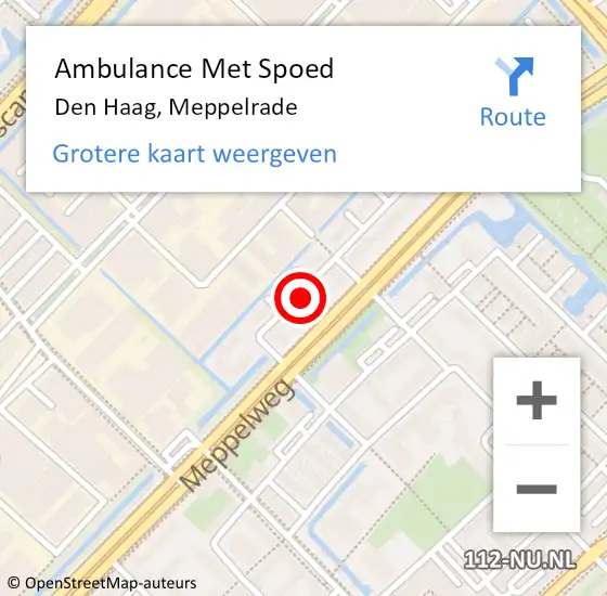 Locatie op kaart van de 112 melding: Ambulance Met Spoed Naar Den Haag, Meppelrade op 30 juli 2024 19:03