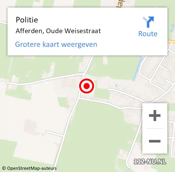 Locatie op kaart van de 112 melding: Politie Afferden, Oude Weisestraat op 30 juli 2024 19:14