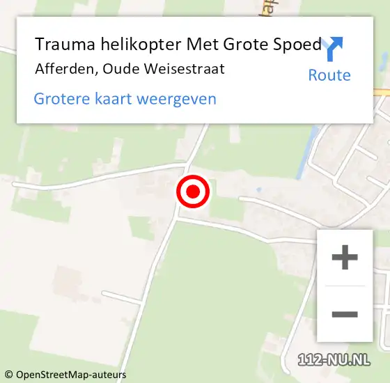 Locatie op kaart van de 112 melding: Trauma helikopter Met Grote Spoed Naar Afferden, Oude Weisestraat op 30 juli 2024 19:25