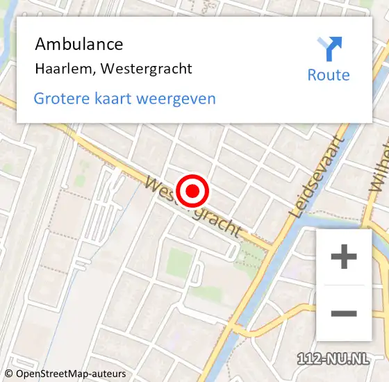 Locatie op kaart van de 112 melding: Ambulance Haarlem, Westergracht op 30 juli 2024 19:39