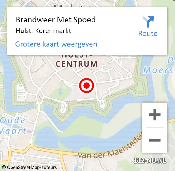 Locatie op kaart van de 112 melding: Brandweer Met Spoed Naar Hulst, Korenmarkt op 30 juli 2024 19:56