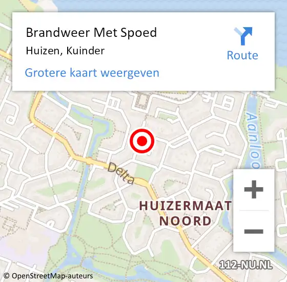 Locatie op kaart van de 112 melding: Brandweer Met Spoed Naar Huizen, Kuinder op 30 juli 2024 19:57