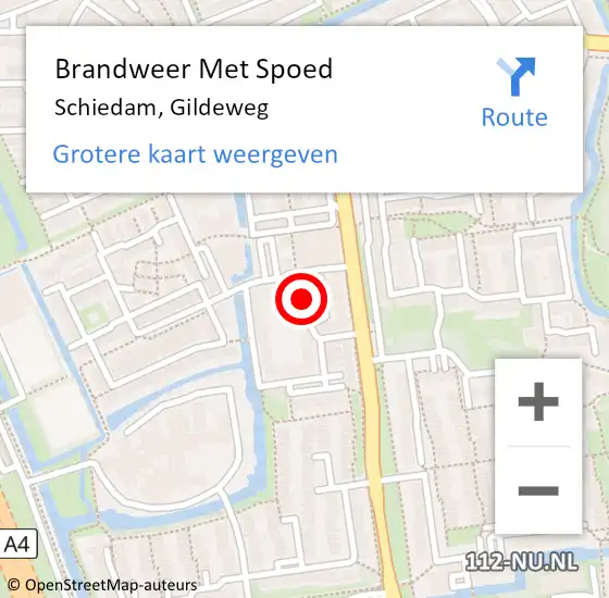 Locatie op kaart van de 112 melding: Brandweer Met Spoed Naar Schiedam, Gildeweg op 30 juli 2024 20:02