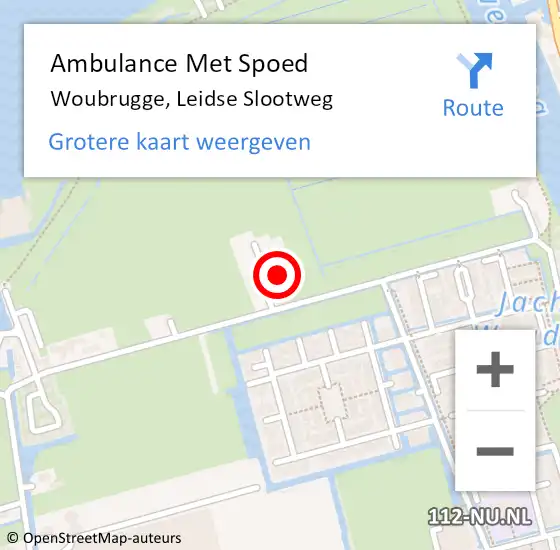 Locatie op kaart van de 112 melding: Ambulance Met Spoed Naar Woubrugge, Leidse Slootweg op 30 juli 2024 20:37