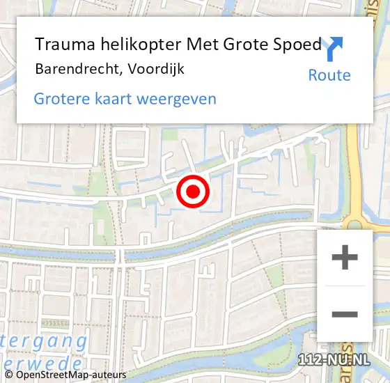 Locatie op kaart van de 112 melding: Trauma helikopter Met Grote Spoed Naar Barendrecht, Voordijk op 30 juli 2024 20:47