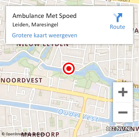 Locatie op kaart van de 112 melding: Ambulance Met Spoed Naar Leiden, Maresingel op 30 juli 2024 20:52