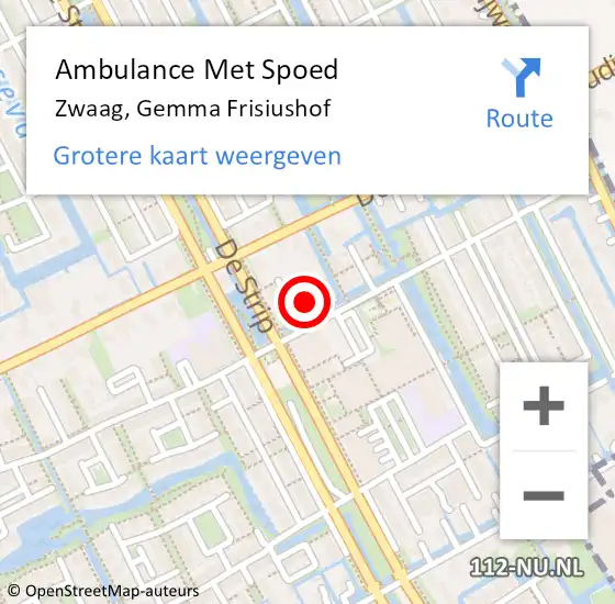 Locatie op kaart van de 112 melding: Ambulance Met Spoed Naar Zwaag, Gemma Frisiushof op 30 juli 2024 21:04