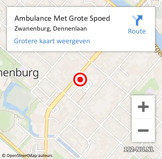 Locatie op kaart van de 112 melding: Ambulance Met Grote Spoed Naar Zwanenburg, Dennenlaan op 30 juli 2024 21:15