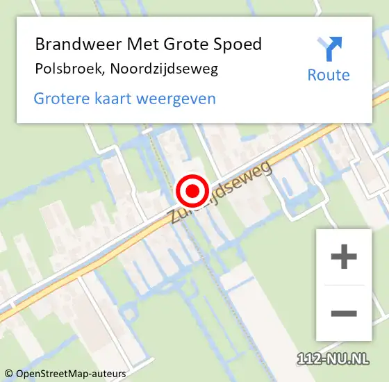 Locatie op kaart van de 112 melding: Brandweer Met Grote Spoed Naar Polsbroek, Noordzijdseweg op 30 juli 2024 21:15