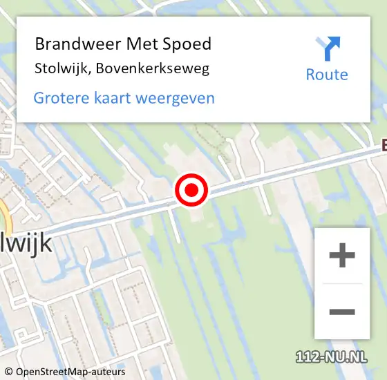 Locatie op kaart van de 112 melding: Brandweer Met Spoed Naar Stolwijk, Bovenkerkseweg op 30 juli 2024 21:17