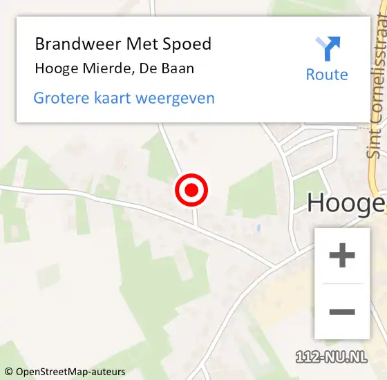 Locatie op kaart van de 112 melding: Brandweer Met Spoed Naar Hooge Mierde, De Baan op 30 juli 2024 21:30