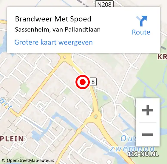 Locatie op kaart van de 112 melding: Brandweer Met Spoed Naar Sassenheim, van Pallandtlaan op 30 juli 2024 21:35