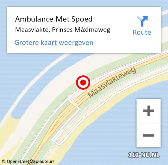 Locatie op kaart van de 112 melding: Ambulance Met Spoed Naar Maasvlakte, Prinses Máximaweg op 30 juli 2024 21:39