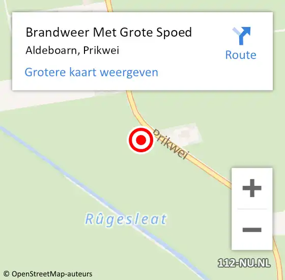 Locatie op kaart van de 112 melding: Brandweer Met Grote Spoed Naar Aldeboarn, Prikwei op 30 juli 2024 21:45