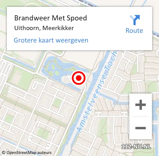 Locatie op kaart van de 112 melding: Brandweer Met Spoed Naar Uithoorn, Meerkikker op 30 juli 2024 21:50