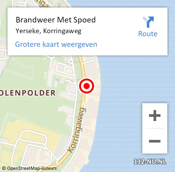 Locatie op kaart van de 112 melding: Brandweer Met Spoed Naar Yerseke, Korringaweg op 30 juli 2024 22:04