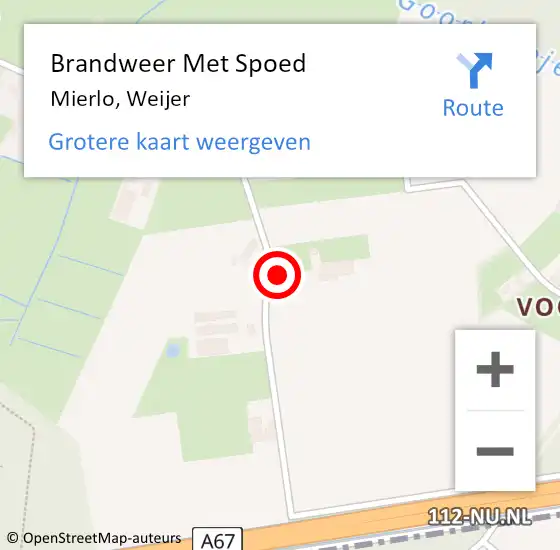 Locatie op kaart van de 112 melding: Brandweer Met Spoed Naar Mierlo, Weijer op 30 juli 2024 22:06