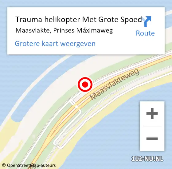 Locatie op kaart van de 112 melding: Trauma helikopter Met Grote Spoed Naar Maasvlakte, Prinses Máximaweg op 30 juli 2024 22:07