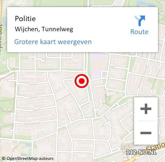 Locatie op kaart van de 112 melding: Politie Wijchen, Tunnelweg op 30 juli 2024 22:14