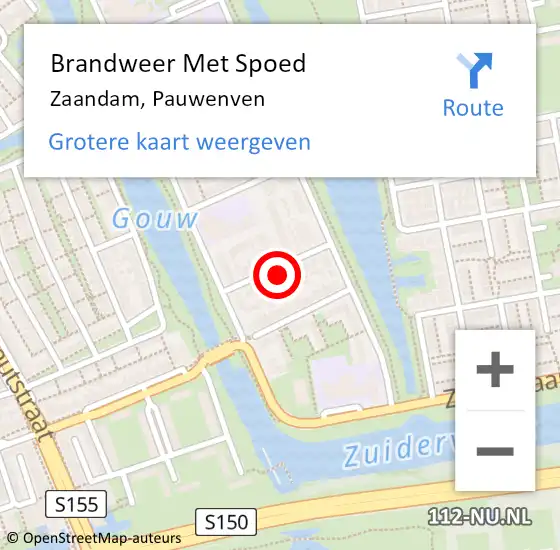 Locatie op kaart van de 112 melding: Brandweer Met Spoed Naar Zaandam, Pauwenven op 30 juli 2024 22:44