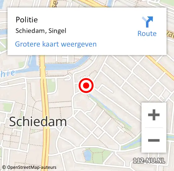 Locatie op kaart van de 112 melding: Politie Schiedam, Singel op 30 juli 2024 22:51