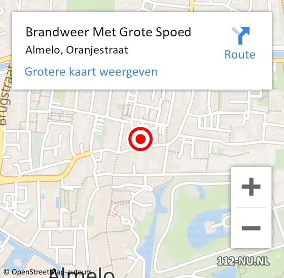 Locatie op kaart van de 112 melding: Brandweer Met Grote Spoed Naar Almelo, Oranjestraat op 30 juli 2024 23:10