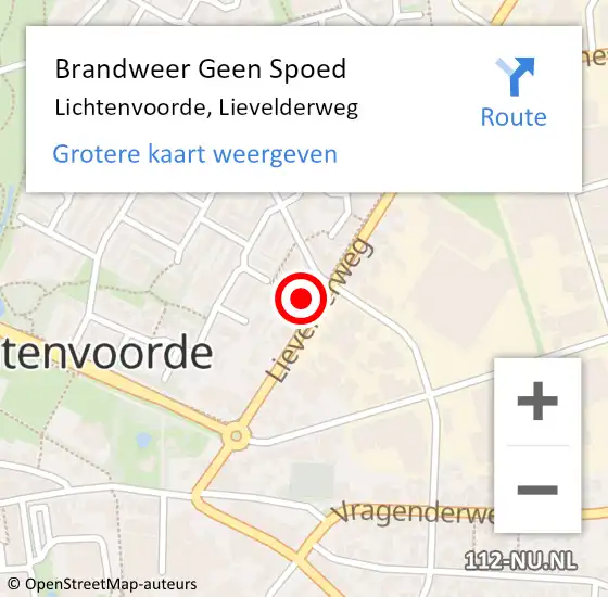 Locatie op kaart van de 112 melding: Brandweer Geen Spoed Naar Lichtenvoorde, Lievelderweg op 30 juli 2024 23:14