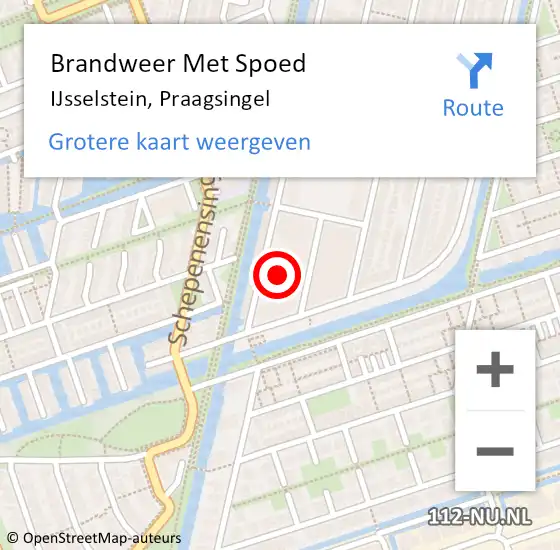 Locatie op kaart van de 112 melding: Brandweer Met Spoed Naar IJsselstein, Praagsingel op 30 juli 2024 23:19