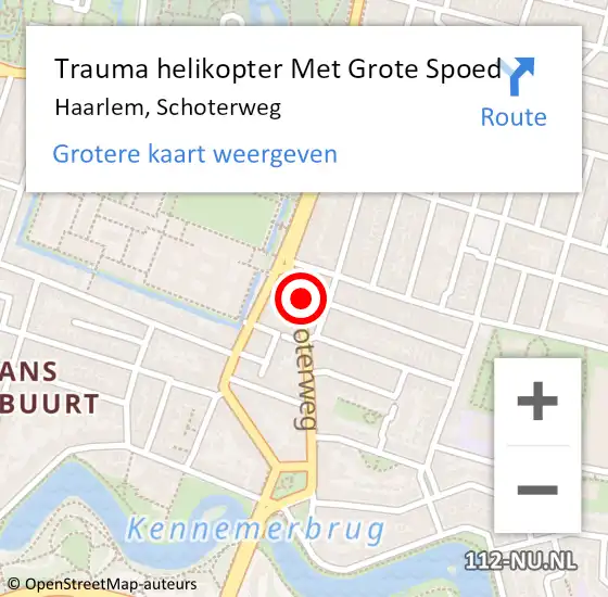 Locatie op kaart van de 112 melding: Trauma helikopter Met Grote Spoed Naar Haarlem, Schoterweg op 30 juli 2024 23:20