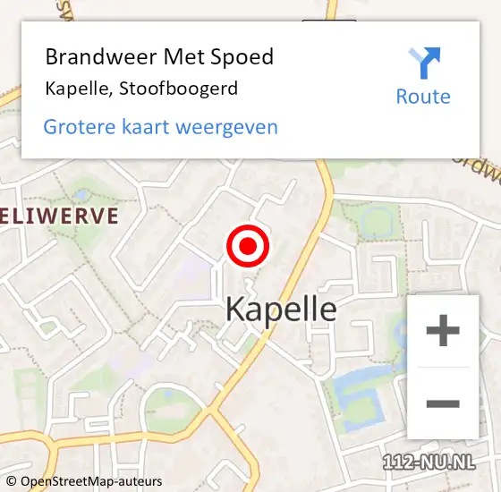 Locatie op kaart van de 112 melding: Brandweer Met Spoed Naar Kapelle, Stoofboogerd op 30 juli 2024 23:27