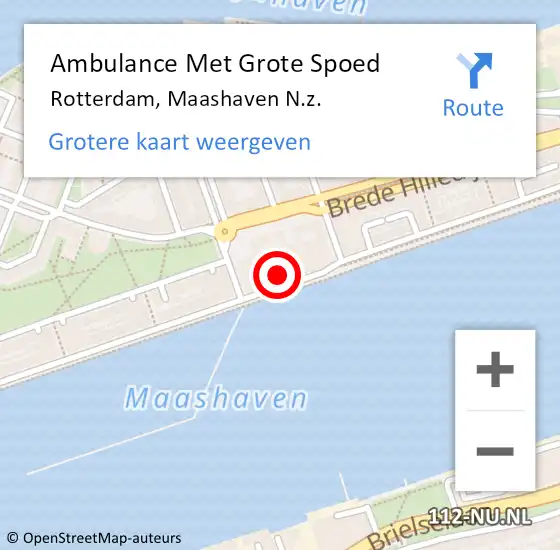 Locatie op kaart van de 112 melding: Ambulance Met Grote Spoed Naar Rotterdam, Maashaven N.z. op 30 juli 2024 23:32