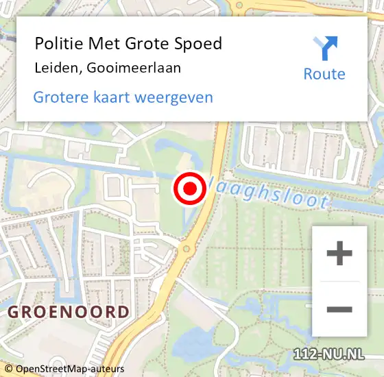 Locatie op kaart van de 112 melding: Politie Met Grote Spoed Naar Leiden, Gooimeerlaan op 30 juli 2024 23:33