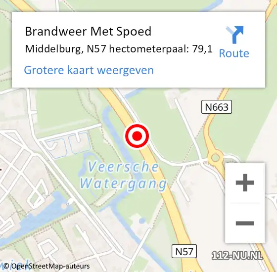 Locatie op kaart van de 112 melding: Brandweer Met Spoed Naar Middelburg, N57 hectometerpaal: 79,1 op 31 juli 2024 00:21