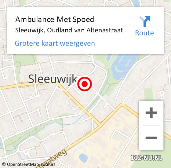 Locatie op kaart van de 112 melding: Ambulance Met Spoed Naar Sleeuwijk, Oudland van Altenastraat op 31 juli 2024 00:30
