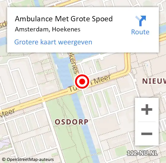 Locatie op kaart van de 112 melding: Ambulance Met Grote Spoed Naar Amsterdam, Hoekenes op 31 juli 2024 00:39