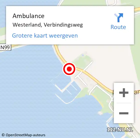 Locatie op kaart van de 112 melding: Ambulance Westerland, Verbindingsweg op 31 juli 2024 00:42