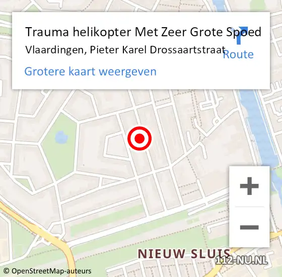 Locatie op kaart van de 112 melding: Trauma helikopter Met Zeer Grote Spoed Naar Vlaardingen, Pieter Karel Drossaartstraat op 31 juli 2024 01:26