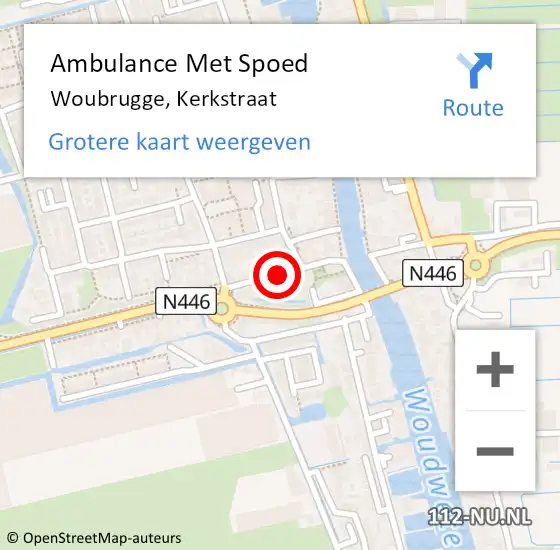 Locatie op kaart van de 112 melding: Ambulance Met Spoed Naar Woubrugge, Kerkstraat op 31 juli 2024 02:43