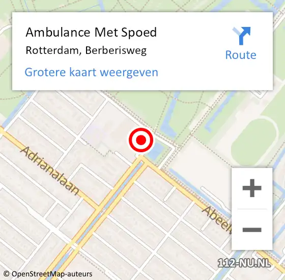 Locatie op kaart van de 112 melding: Ambulance Met Spoed Naar Rotterdam, Berberisweg op 31 juli 2024 04:00