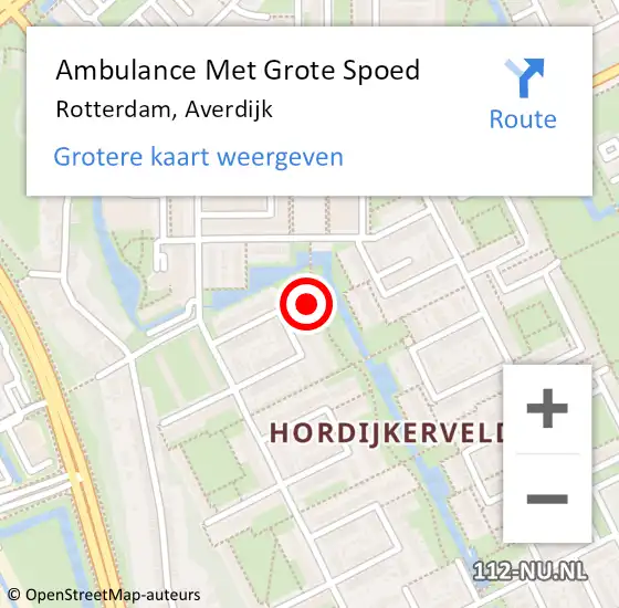 Locatie op kaart van de 112 melding: Ambulance Met Grote Spoed Naar Rotterdam, Averdijk op 31 juli 2024 04:45