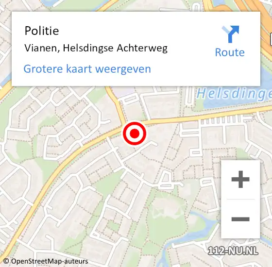 Locatie op kaart van de 112 melding: Politie Vianen, Helsdingse Achterweg op 31 juli 2024 07:12