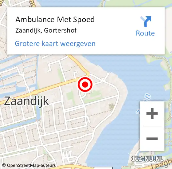 Locatie op kaart van de 112 melding: Ambulance Met Spoed Naar Zaandijk, Gortershof op 31 juli 2024 07:19