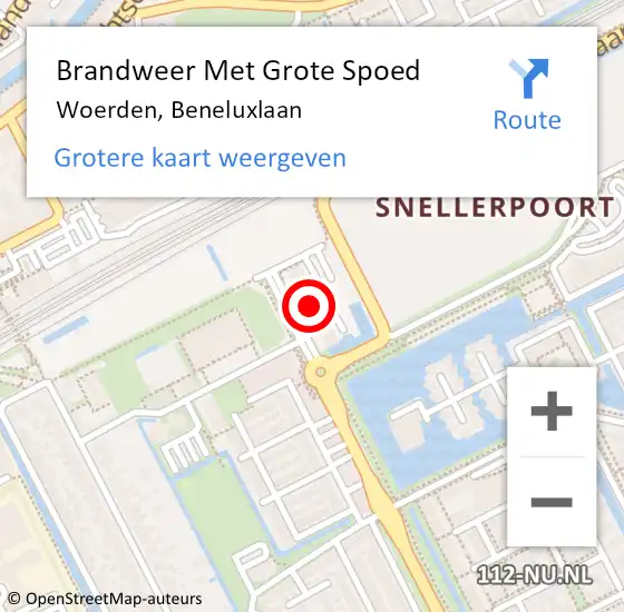 Locatie op kaart van de 112 melding: Brandweer Met Grote Spoed Naar Woerden, Beneluxlaan op 31 juli 2024 07:44