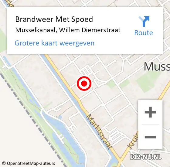 Locatie op kaart van de 112 melding: Brandweer Met Spoed Naar Musselkanaal, Willem Diemerstraat op 31 juli 2024 07:54