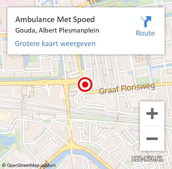 Locatie op kaart van de 112 melding: Ambulance Met Spoed Naar Gouda, Albert Plesmanplein op 31 juli 2024 08:08