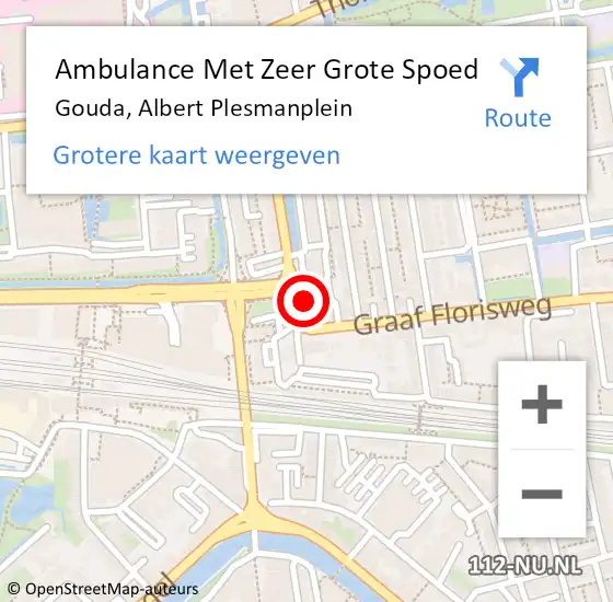 Locatie op kaart van de 112 melding: Ambulance Met Zeer Grote Spoed Naar Gouda, Albert Plesmanplein op 31 juli 2024 08:09