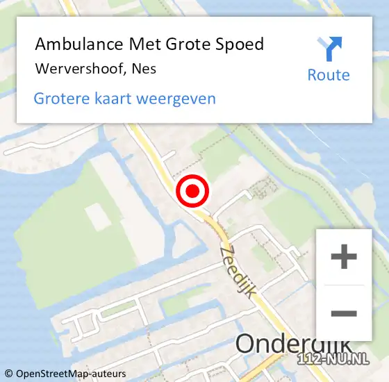 Locatie op kaart van de 112 melding: Ambulance Met Grote Spoed Naar Wervershoof, Nes op 31 juli 2024 08:10